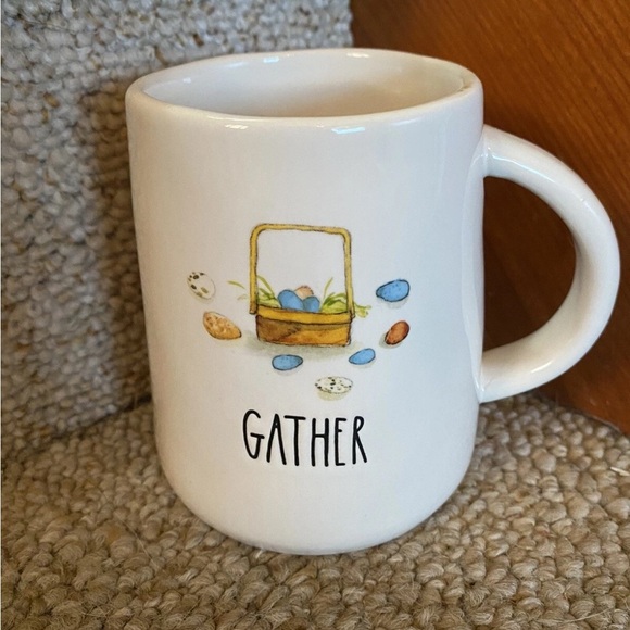 Rae Dunn Other - Rae Dunn Magenta “Gather” White Ceramic Mug with Easter Design